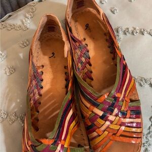 Red and Orange Espadrilles with Intricate Woven Design